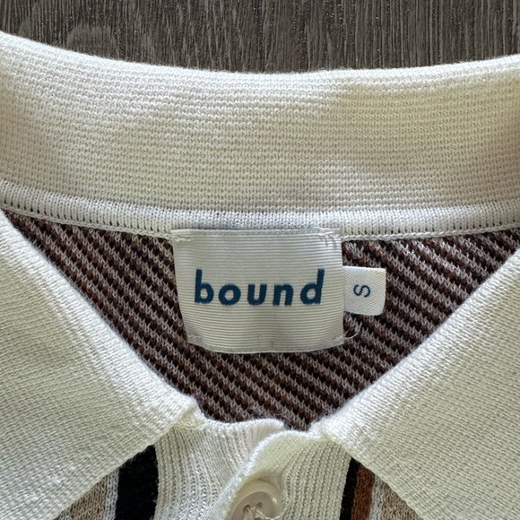 Bound Messina Knit Polo Size Small White/Brown/Black - Picture 6 of 6